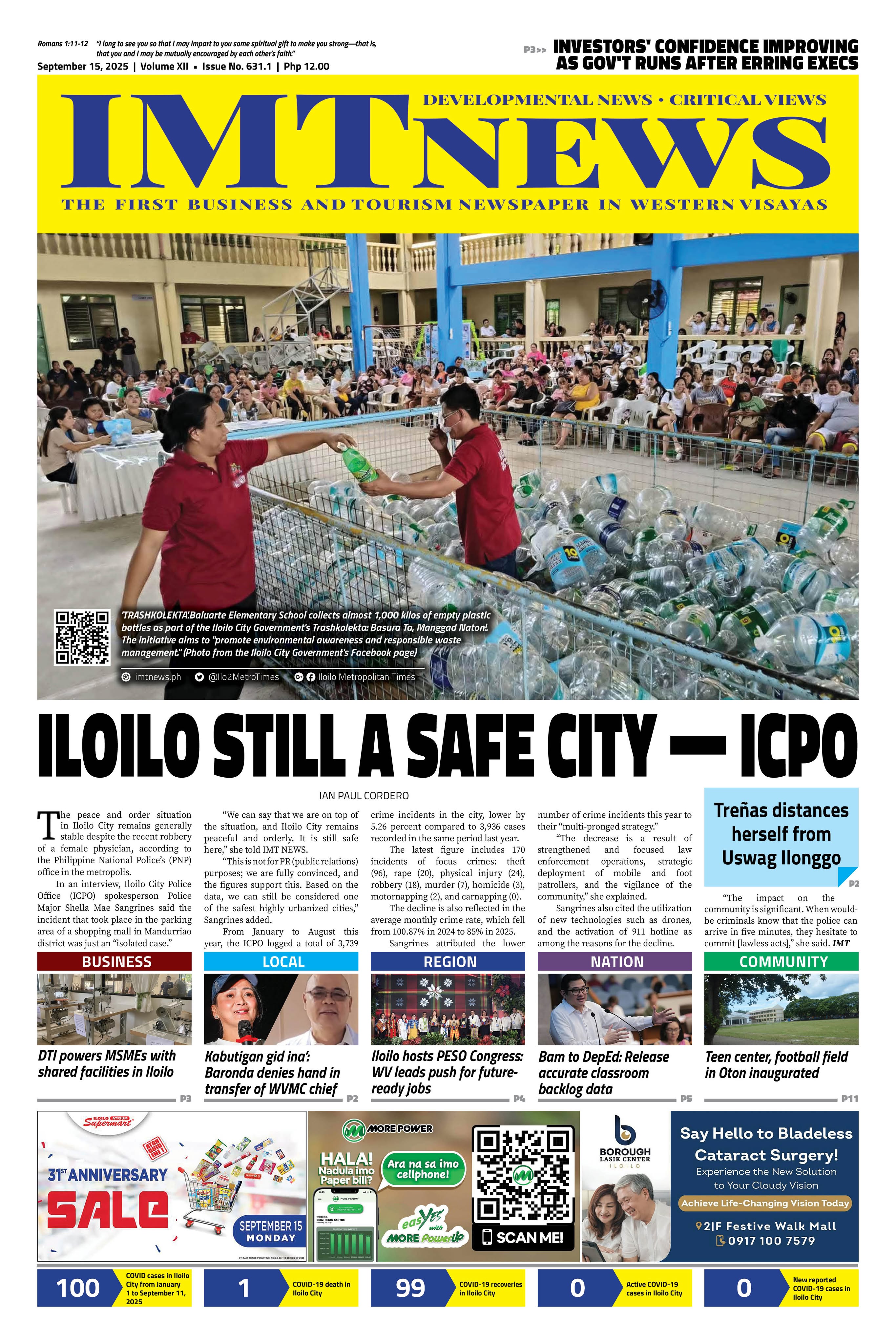 TODAY'S FRONT PAGE (September 15, 2025)
